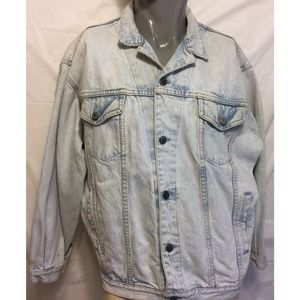Vtg Gap Acid Washed Denim Jean Jacket Size Medium 80s 90s USA Made Distressed